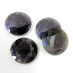Fiber-Optic Flat Back Stone with Faceted Top and Table - Round 15MM CAT'S EYE GREY