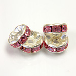 Czech Rhinestone Rondelle - Round Wavy 08MM LT ROSE SILVER