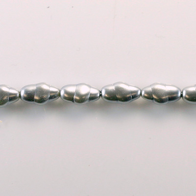 Czech Glass Pearl Bead - Baroque Oblong 13x7 LT GREY 70483