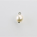 Czech Glass Pearl Bead with 1 Brass Loop - Round 08MM WHITE