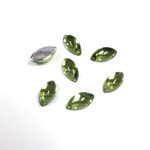 Plastic Flat Back Foiled Cabochon - Navette 10x5MM OLIVINE