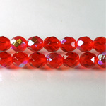 Czech Glass Fire Polish Bead - Round 08MM LT RUBY AB