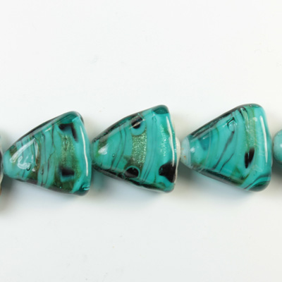 Glass Lampwork Bead - Triangle 17MM QUARTZ AGATE TEAL