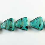 Glass Lampwork Bead - Triangle 17MM QUARTZ AGATE TEAL