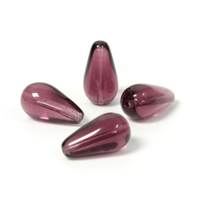 Czech Pressed Glass Bead - Smooth Pear 15x8MM AMETHYST