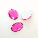 Plastic Flat Back Foiled Rauten Rose Rhinestone - Oval 18x13MM DK ROSE