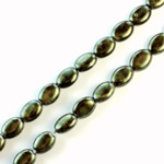 Czech Pressed Glass Bead - Flat Oval 08x6MM PATINA GREEN