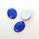 Plastic Flat Back Foiled Rauten Rose Rhinestone - Oval 18x13MM SAPPHIRE