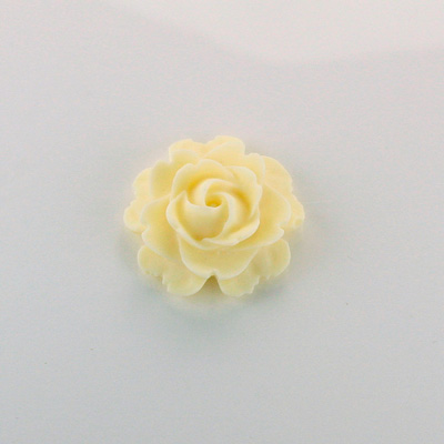 Plastic Carved No-Hole Flower - Rose Bloom 22.5MM  MATTE IVORY