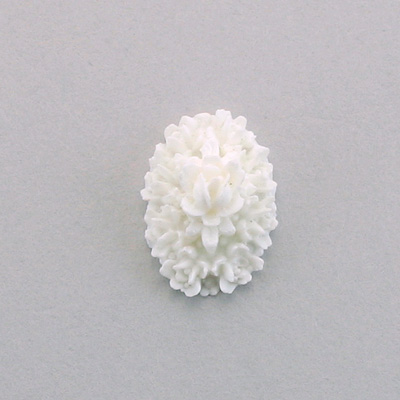 Plastic Carved Flower - Cluster Oval 18x13MM WHITE