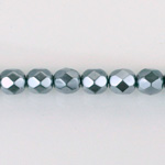 Czech Glass Pearl Faceted Fire Polish Bead - Round 06MM DARK GREY 70445