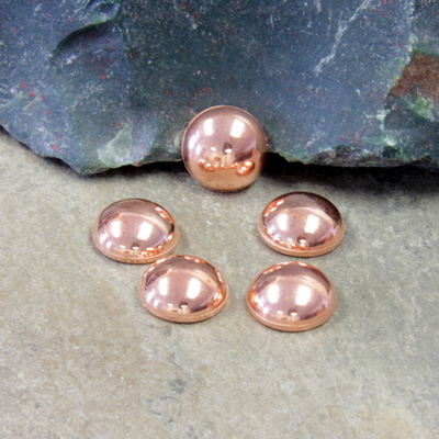 Plastic Flat Back Metalized Cabochon - Round 09MM COPPER