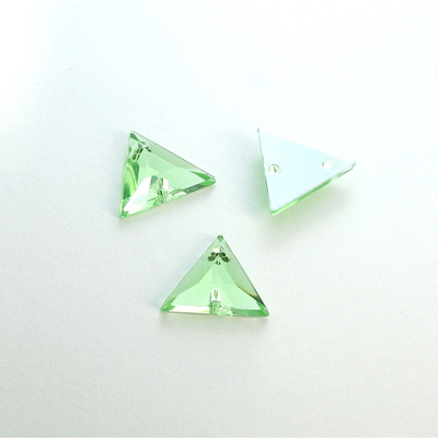 Plastic Flat Back 2-Hole Foiled Sew-On Stone - Triangle 13x13MM PERIDOT