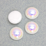 Glass Medium Dome Cabochon - Round 13MM CHALKWHITE AB