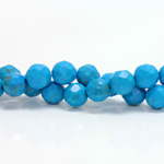 Gemstone Bead - Faceted Round 10MM HOWLITE DYED TURQUOISE
