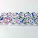 Czech Glass Fire Polish Bead - Round 08MM STRIPED CRYSTAL