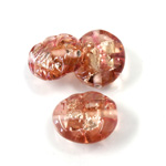 Czech Glass Lampwork Bead - Round Irregular Coin 16MM ROSALINE with  FOIL 92495