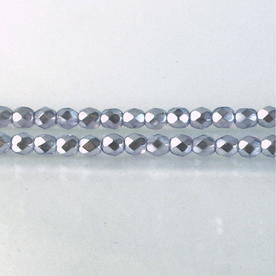 Czech Glass Pearl Faceted Fire Polish Bead - Round 04MM PURPLE ON CRYSTAL 78423
