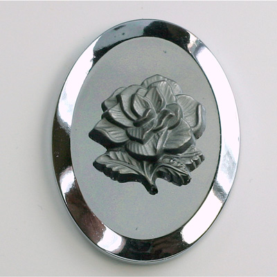 Glass Cameo Rose Oval 40x30MM HEMATITE