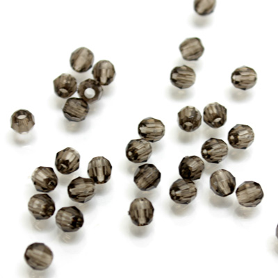 Plastic Bead - Transparent Faceted Round 04MM BLACK DIAMOND