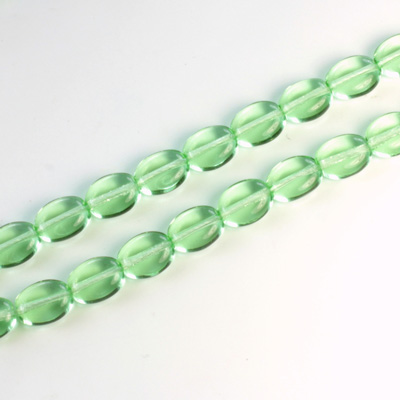 Czech Pressed Glass Bead - Flat Oval 08x6MM PERIDOT
