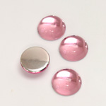 Plastic Flat Back Foiled Cabochon - Round 12MM ROSE