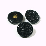 Glass Button - Engraved Top Metal Shank Round 18MM MATTE JET