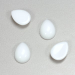 Plastic Flat Back Opaque Cabochon - Pear 15x11MM CHALKWHITE