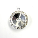 Czech Rhinestone Rondelle Shrag Rivoli Back Setting - Round with Loop 20MM CRYSTAL-SILVER