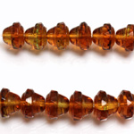 Czech Glass Fire Polish Bead - Fancy Bell 10x8MM 2-TONE PERIDOT/TOPAZ