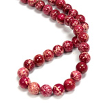 Gemstone Bead - Smooth Round 08MM SEA SEDIMENT JASPER DYED PINK