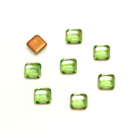 Glass Low Dome Foiled Cabochon - Square Antique 06x6MM PERIDOT