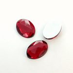 Plastic Flat Back Foiled Rauten Rose Rhinestone - Oval 18x13MM RUBY