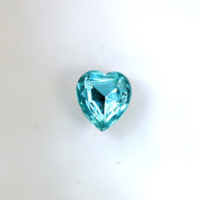 Glass Point Back Foiled Tin Table Cut (TTC) Stone - Heart 09x8MM AQUA