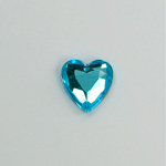 Glass Flat Back Rose Cut Fancy Foiled Stone  - Heart 12x11MM AQUA