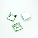 Plastic Flat Back Foiled Rose Cut Rhinestone - Square 10x10MM PERIDOT