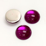 Plastic Flat Back Foiled Cabochon - Round 15MM FUCHSIA