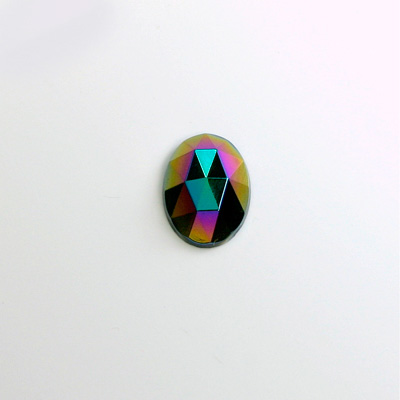 Glass Flat Back Rauten Rose - Oval 14x10MM IRIS GREEN