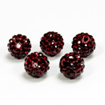 Rhinestone Bead Pave with 1.7MM Hole Metal Base Round 10MM GARNET