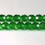 Czech Glass Fire Polish Bead - Round 08MM LT EMERALD