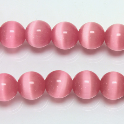 Fiber-Optic Synthetic Bead - Cat's Eye Smooth Round 10MM CAT'S EYE LT PINK