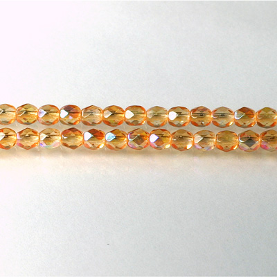 Czech Glass Fire Polish Bead - Round 04MM ORANGE AB 45102