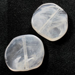 Plastic  Bead - Mixed Color Smooth Flat Abstract 25MM CRYSTAL QUARTZ