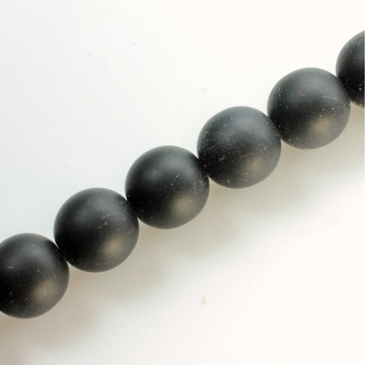 Czech Pressed Glass Bead - Smooth Round 12MM MATTE JET
