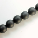 Czech Pressed Glass Bead - Smooth Round 12MM MATTE JET