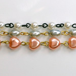 Linked Bead Chain & Cup Chain with Glass Pearls