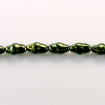 Czech Glass Pearl Bead - Baroque Oblong 13x7 HUNTER GREEN 70958