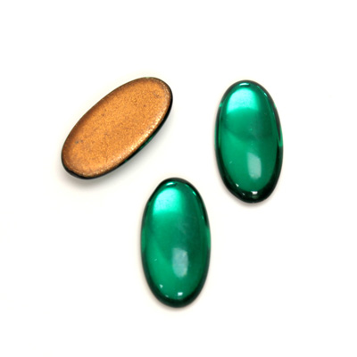 Glass Medium Dome Foiled Cabochon - Oval 18x9MM EMERALD