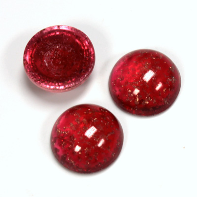 Glass Medium Dome Lampwork Cabochon - Round 15MM GOLD FLECK RUBY (05052)