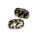 Czech Pressed Glass Engraved Bead - Elephant 16x2MM3MM SLATE